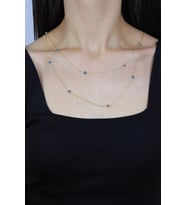 Nazar Boncuklu 115 cm Altın Yaldızlı Gümüş Kolye 7254 