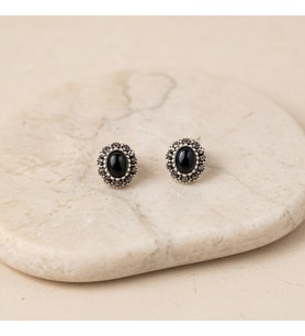 BlackCraft Oltu Taşı Oval Küpe