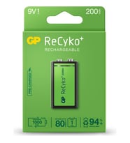 GP ReCyko 200 Serisi 9V NiMH Şarjlı Pil(GP20R8HEMTR-2GB1) (Yeşil)