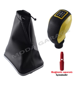 Fiat Linea Krom Çerçeve Vites Körüğü Ve Sarı Spor Vites Topuzu M11004