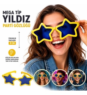 Mega Tip Yıldız Parti Gözlüğü Sarı Renk