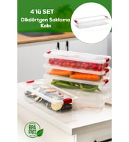 Porsima 455-4 4lü Kilitli Kapaklı Yiyecek Erzak Saklama Kabı Seti - Buzdolabı Düzenleyici Organizeri 2,3lt