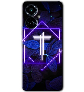 Tecno Camon 19 Pro Kılıf HD Desen Baskılı Kılıf - Dark Neon Yaprak T Harfi