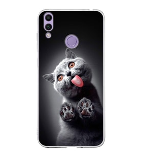 PrintiFy Huawei Honor 8C ile Uyumlu 1mm Slim Fit Kedi 2 050c Baskılı Şeffaf  Kılıf