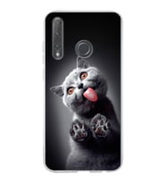 PrintiFy Huawei Honor 20 Lite ile Uyumlu 1mm Slim Fit Kedi 2 050c Baskılı Şeffaf  Kılıf