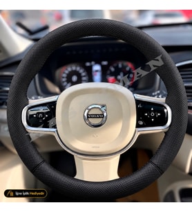 Volvo V90-V90 Cross Country Dikme Direksiyon Kılıfı Premium Komple Delikli Deri Siyah Dikiş 2016-2026