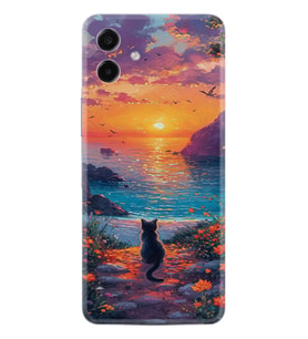 Samsung Galaxy A07 (SM-A075F) Kılıf Boutique Baskılı Resimli Manzara Kedi Pcode -096