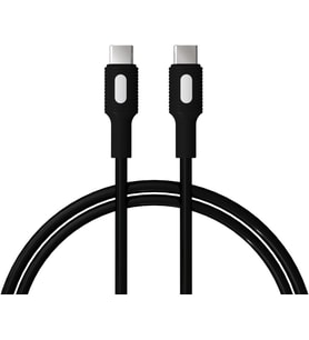 Coral Type C-C Power Delivery Hızlı Şarj Kablosu, Siyah Kablo, Beyaz/Siyah Uçlar (120 CM)