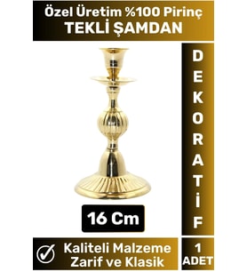 Özel Model Yüksek Kaliteli Şık Tasarım Dekoratif Hediyelik Biblo Mumluk %100 Pirinç TEKLİ ŞAMDAN