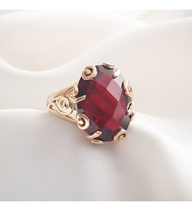 14k Altın Granat Lal Taşlı Yüzük