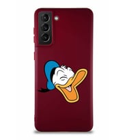 Samsung Galaxy S21 Plus Soft Premier Kapak Donald Duck-E Tasarımlı Silikon Kılıf - Mürdüm (Şeffaf)