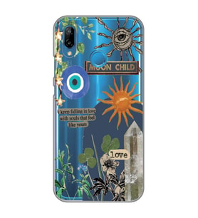 Huawei P20 Lite Uyumlu Moon Child Desenli Şeffaf Telefon Kılıfı
