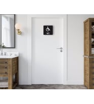 BK Home Engelli WC Kapı Yönlendirme Levhası (Siyah)