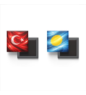 Buzdolap Magnetleri - Palau Bayrağı ve Türk Bayrağı - 2'li Set Magneti