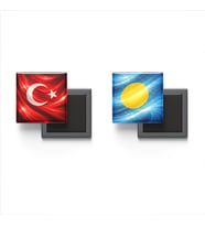 Buzdolap Magnetleri - Palau Bayrağı ve Türk Bayrağı - 2'li Set Magneti