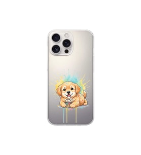 iPhone 16 Pro Max ile Uyumlu Splash Köpek Tasarımlı Şeffaf Silikon Kılıf