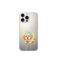 iPhone 16 Pro Max ile Uyumlu Splash Köpek Tasarımlı Şeffaf Silikon Kılıf