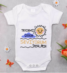 BK Kids İsimli Teyzemi Çok Seviyorum Tasarımlı Bebek Body Zıbın - Model 1