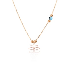 925 Ayar Rose Altın Kaplama Dorika Toplu Gümüş Lotus Kolye