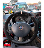 Fiat Siena Dikme Direksiyon Kılıfı Alcantara Süet Mat Karbon Bej Yüzük ve Dikiş 2002-2006