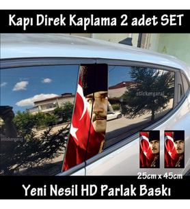 ayyıldız atatürk folyo - 2kapı için 2adet sticker kaplama - tuning modifiye