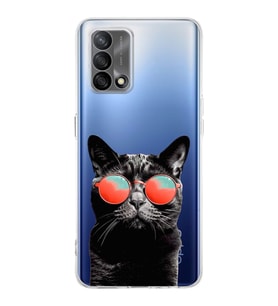 PrintiFy Oppo A74  ile Uyumlu 1mm Slim Fit Kedi 3 050d Baskılı Şeffaf  Kılıf