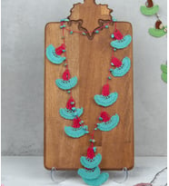 HANDMADE DOĞAL TAŞLI KARANFİL OYA KOLYE (Turkuaz)