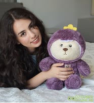 Mavimsi Pufi Dinazor: Yumuşak ve Eğlenceli Peluş Eğlencesi 45 cm Hediye Kutulu LİLA