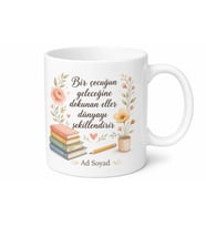 İsimli Öğretmenler Günü Hediye Kupa Bardak Özel Tasarım Baskılı Porselen
