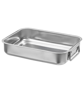 Metal Fırın Kabı, Paslanmaz Çelik MeridyenDukkan 26x20 cm Fırın-Barbekü Kızartma Kabı