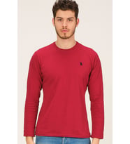 T8588 DEWBERRY BİSİKLET YAKA UZUN KOL T-SHIRT-BORDO