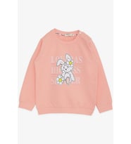 Breeze Kız Çocuk Sweatshirt Tavşancık Baskılı 1.5-5 Yaş, Somon