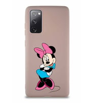 Samsung Galaxy S20 FE Soft Premier Kapak Minnie Mouse-D Tasarımlı Silikon Kılıf - Pudra (Şeffaf)