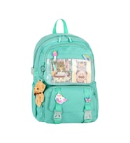 5 Cepli Kawaii Kore Tarzı Okul Çantası Aksesuarlı Kız Çocuk Erkek Çocuk Sırt Çantası (Mint Yeşili)