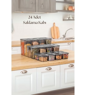24'lü 3 Boy Kavanoz Seti & Saklama Kabı & Erzak Kabı 8x650/1300/1900 Ml (40 Lı Etiket Hediyeli)