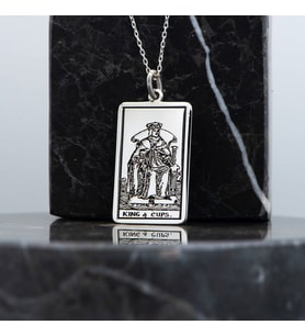 Gümüş  Tarot (King of Cups) Kupa Kralı Kolye