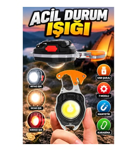 USB Şarjlı Çok İşlevli Acil Durum Işığı Mini LED Cep Feneri 7 Modlu