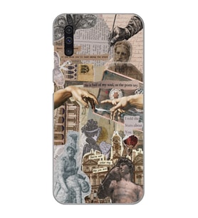 Samsung Galaxy A50 - A30S Uyumlu Aesthetic Sanatsal Kolaj Tasarımlı Şeffaf Telefon Kılıfı
