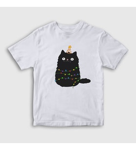 Presmono Unisex Çocuk Beyaz Yeni Yıl Kedisi Yılbaşı T-Shirt 270869tt