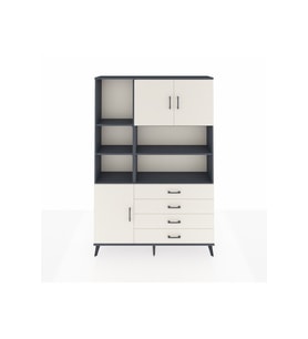 Arges Gardrop 8 Raflı 4 Çekmeceli 3 Kapaklı 132x30x195 Antrasit-Aytaşı