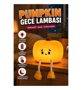 Dekoratif Pumpkin Şarjlı Dokunmatik LED Gece Lambası 3 Kademeli Işık