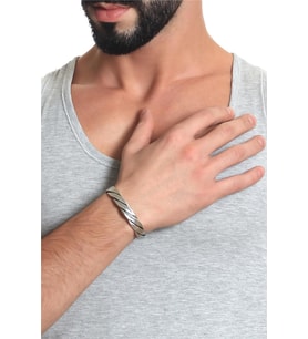 Erkek Antik Gümüş Kaplama Ayarlanabilir Açık Bant Kalın Burgu Bileklik