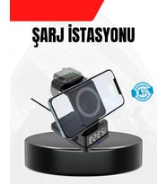 Led Dijital Saatli Kablosuz Şarj – 3 Parlaklık Ayarlı, Şarj Koruma Teknolojili