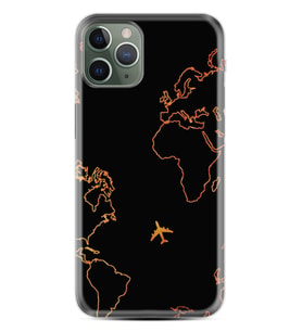 Apple iPhone 11 12 13 14 Pro Max Kılıf Desemli Silikon Harita ve Uçak 1777