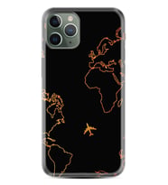 Apple iPhone 11 12 13 14 Pro Max Kılıf Desemli Silikon Harita ve Uçak 1777