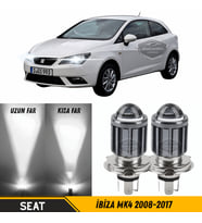 Seat İbiza Mk4 2008-2017 Mercekli Far Ampulü Led Xenon Beyaz Şimşek Etkili CSP Led Lamba Uzun Kısa