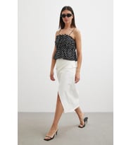 Yandan Büzgü Detaylı Midi Etek