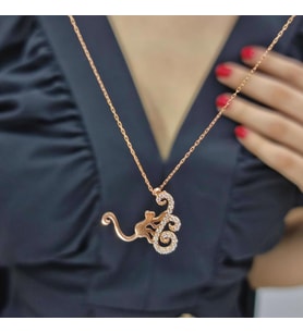 Maymun Rose Kaplama 925 Ayar Gümüş kolye (Karışık)