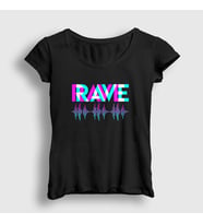 Presmono Kadın Siyah Rave Synthesizer Techno Music T-Shirt 544852tt