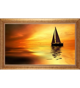 Çerçeveli Paspartulu Manzara Tablo bm1091 (Gold)